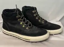 Converse Womens Black Suede Lace Up Booties Size 7 Hi Tops Faux‎ Fur Lined