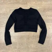 Long Sleeve Compressed Cut Out Black Athletic Shirt Size Large