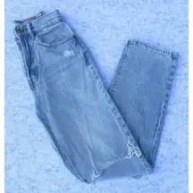 Pac Sun Distressed Dad Denim Jeans Womens Sz 23 Light Wash Straight Leg Grunge