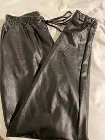 Black Leather Joggers
