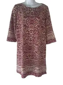 Anthropologie‎ Skies Are Blue Size XS Red Printed Sheath Midi Dress