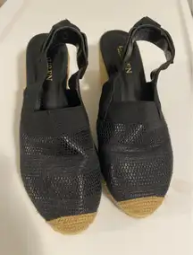 Lauren By Ralph Lauren Womens Black Wedge Slingback Size‎ 8.5 B