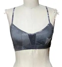 Alo Yoga Goddess Sports Bra Mesh Abstract Print Crisscross Gray Black Size Small
