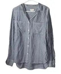 Thread‎ & Supply Women's Blue Striped Button-Up Shirt Size L