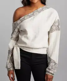 Buckle Gimmicks Cream Off The Shoulder With Bow At Waist.  Size Medium