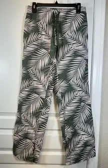 Victoria's Secret Tropical Leaves Olive Pink VS Pajama Pants Size XS EUC #5833