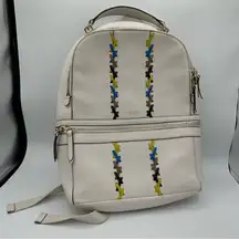 Henri Bendel Soho Backpack with Novelty Strap Pebbled Leather Cream