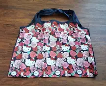 NWT Hello Kitty Navy Rose Floral Chic Feminine Kawaii Packable Tote Bag