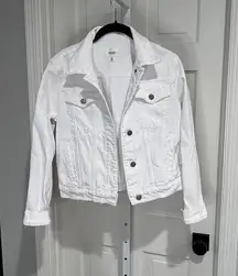 Hudson Jeans Signature White Trucker Denim Jacket XS Excellent Condition 19"L