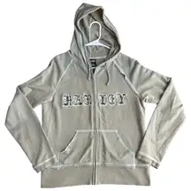 Vintage Y2K Size L Harley Davidson Zip Hoodie Khaki Green Camo Streetwear Grunge