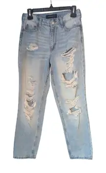 Aeropostale Light Wash Distressed‎ High Rise Mom Jeans Denim Size 2 Y2K