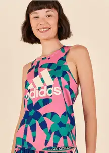 Adidas X Farm Rio Pink Green Blue Palm Tree Print Athletic Tank Top Size XL