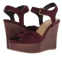 Splendid Anthropologie Nada plum suede platform wedge open-toe heels