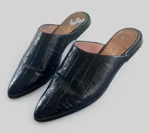 Seychelles black leather pointed toe ladies mules size 6.5 medium preppy
