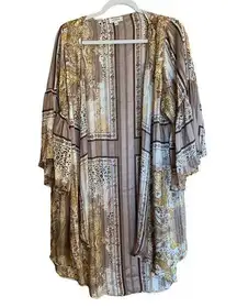 Umgee  Large Multicolor Boho Metallic Open Front Duster Cardigan Sweater Topper