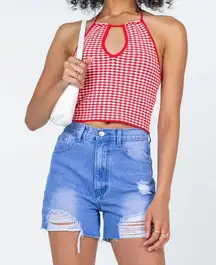 High-waisted Ripped Denim Shorts