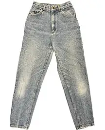 VTG 80s Lee High Waisted Mom Jeans Light Stonewash Acid Wash Tapered Leg Grunge