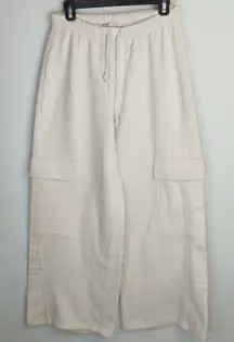 Zara Cream Cargo Pants Women's Medium Ultra High Rise Neutral Academia‎ NWT
