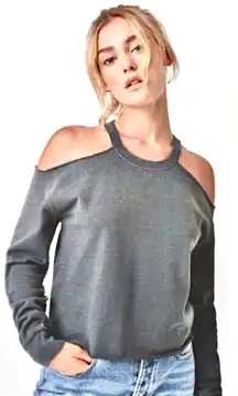 Stylish Gray Cold Shoulder Top