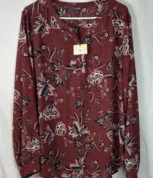 NYDJ Simone Rosa Bloom popover blouse new Women's Size XL