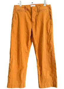 FRAME | Mustard Brown Cotton Twill Wide Leg Mid Rise Tomboy Trousers ankle 26