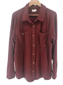 Thread & Supply Burgundy Fleece Button Front Long Sleeve Shirt Jacket Women's 1X
