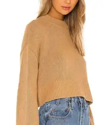 Lovers + Friends Camel Brown Wide Arm Pullover Crewneck Sweater Size Small