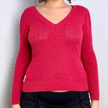 Y2K Red V-neck Sweater