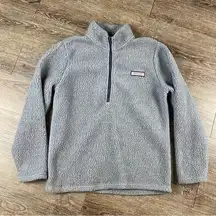 Vineyard Vines Fleece Women M Gray 1/2 Zip Mock Neck Pullover Sweater Warm Cozy