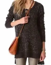 Free People jeepster wool honeycomb sweater charcoal gray boho winter