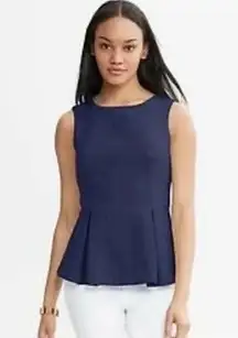 Banana Republic Navy Blue Sleveless Textured Peplum Top size 6