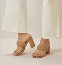 Just Fab Thalia Braided Heeled Sandal Camel Size 6.5