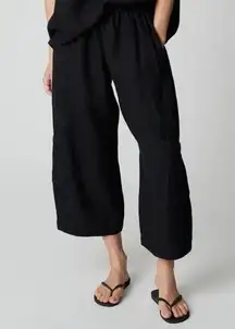 Bryn Walker Black Cotton Casbah Pant Wide Leg Slouchy Lagenlook Pants Womens L