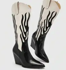 Shein Faux Leather Two Tone Flame Western Boots