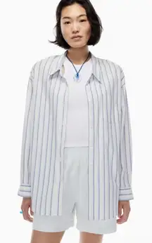 NWT Wilfred Free Aritzia Striped Relaxed Button Down Poplin Shirt Large