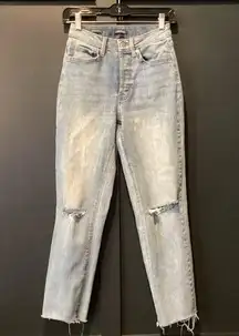 wild fable straight let button up raw hem high rise crop jeans 2