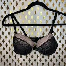 Push-up bra pink and black lace size 34D