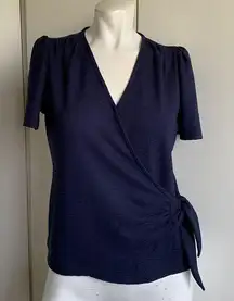 *NWOT* Michael Kors wrap blouse navy blue short sleeve