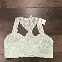 NWT Free People Mint Green Lace Galloon Racerback Bralette Sz M