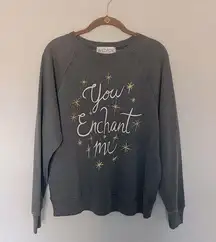 WILDFOX “You Enchant Me” Grey Oversized Sweatshirt NWT