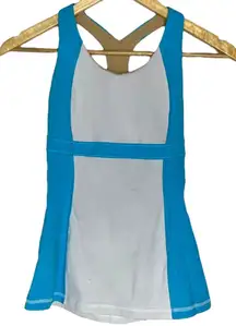 Lululemon Women's 2 Run Track Fast Tank Top Blue White Colorblock‎ Racerback Gym