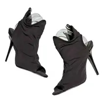 ASOS Black Spandex Ankle Open Toe Bootie Heels Size 9 B33