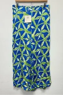 FLAWED!!! HAUTE HIPPIE wide leg boho pull on pants size XL green blue palazzo