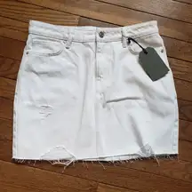 🆕 AllSaints NWT 6 Betty White Denim Frayed Rip Skirt New