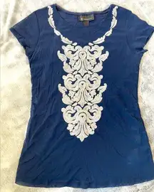 INC International Concepts Navy and Silver Ladies Top