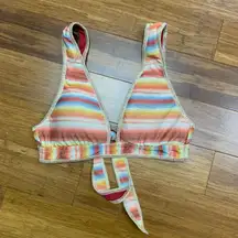 Becca Rainbow Striped Bikini Top Women Size Medium Horizon Claire Swimsuit Beach