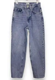 Jeans High Rise Baggy Women Tapered Leg Size 24 Blue Medium‎ Wash