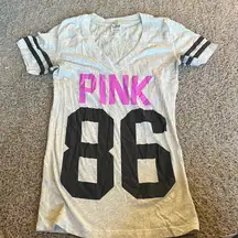 Vintage Victoria's Secret Gray Tee with Pink and Black Accents
