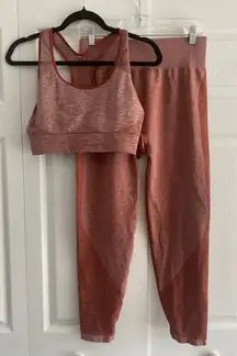 PINK Womens Large Seamless Athleisure Set Rust Orange Bra And Leggings