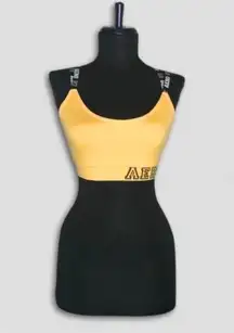 Aero Sports Bra Elastic Criss-Cross Back Strap stretchy design Yellow/Black S